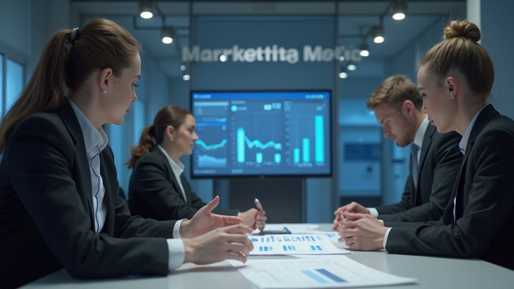 Команда маркетологов обсуждает результаты аналитики на встрече в офисе