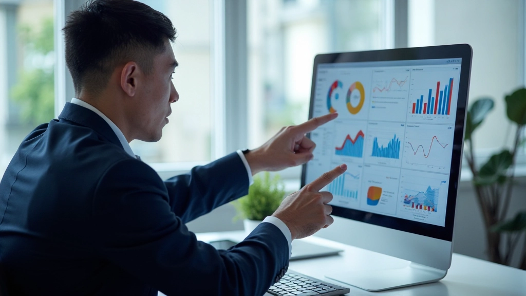 Иконки различных платформ аналитики и инструментов на экране компьютера